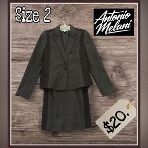 Antonio Melani Charcoal Blazer and Skirt Ensemble